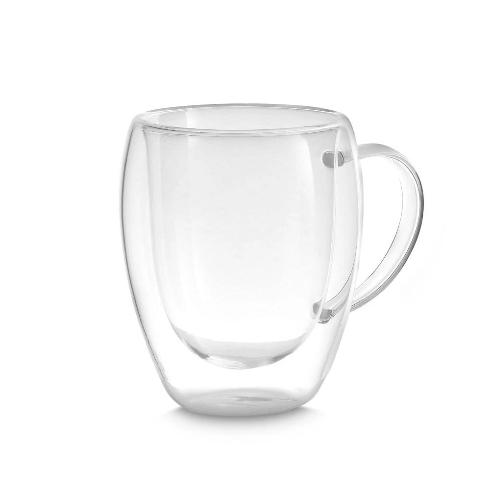 Xícara em Vidro Borossilicato Parede Dupla Isolamento Térmico Transparente 350ML