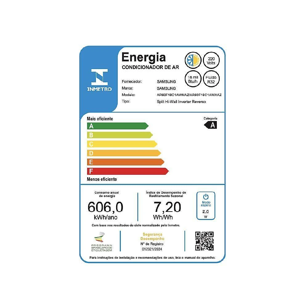 Ar Condicionado Split Hi Wall Samsung Windfree Ai Inverter 18.000 Btus Quente E Frio 220V R32