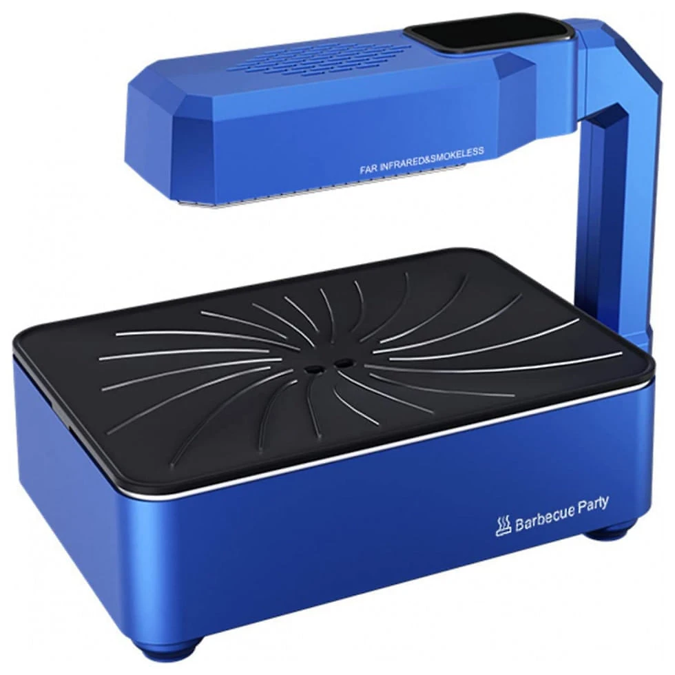 Churrasqueira Grill Elétrica até 2 Porções com Chapa Antiaderente, 110V, Mai LELU, Azul