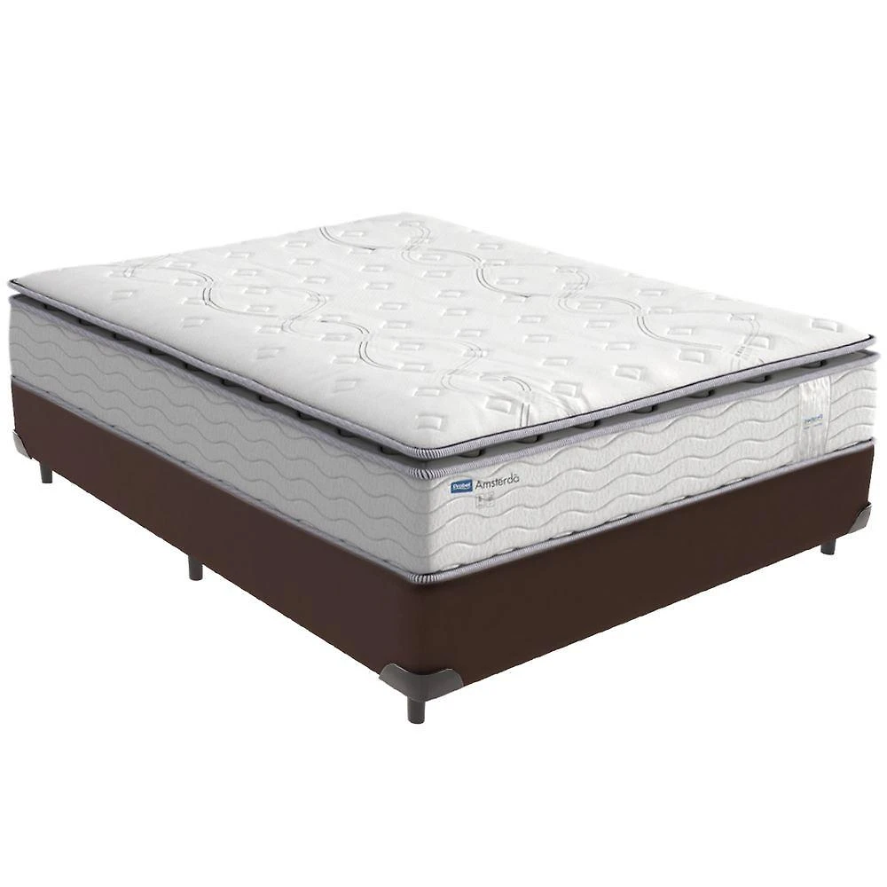 Cama Box Marrom E Colchão Amsterdã Molas Ensacadas Casal Probel