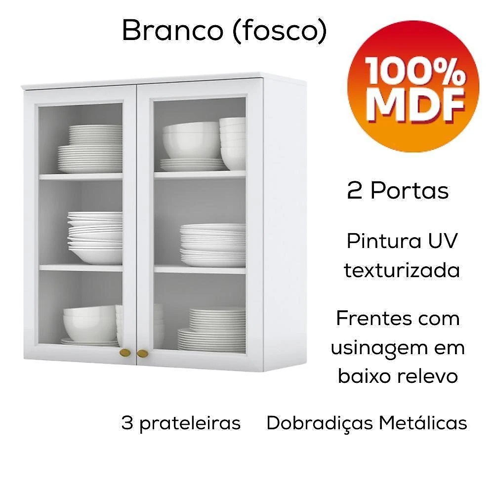 Cozinha Modulada 200cm Ce854 Americana Branco Nature Henn