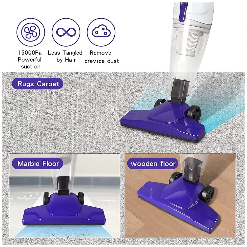 Aspirador de Pó com Fio Intercleaner: Potência de Sucção de 15 KPa, 400 W, 12 em 1, Leve e Sem Saco, Portátil, Ultrassilencioso para Pisos - 120 cm.