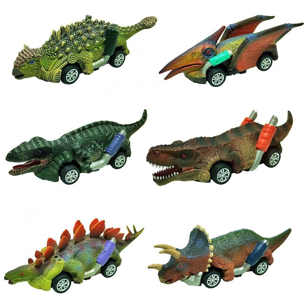 DINOBROS: Conjunto de 6 Carros de Dinossauros de Puxar, Brinquedos Dino para Meninos e Meninas de 3 Anos e Mais Novos, Mini Carros de Puxar, Jogos de
