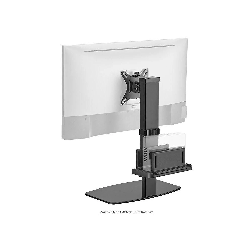 Suporte para Monitor e Mini PC SMD-100 Ajuste de Altura Placa VESA Rotativa Preto Pcyes