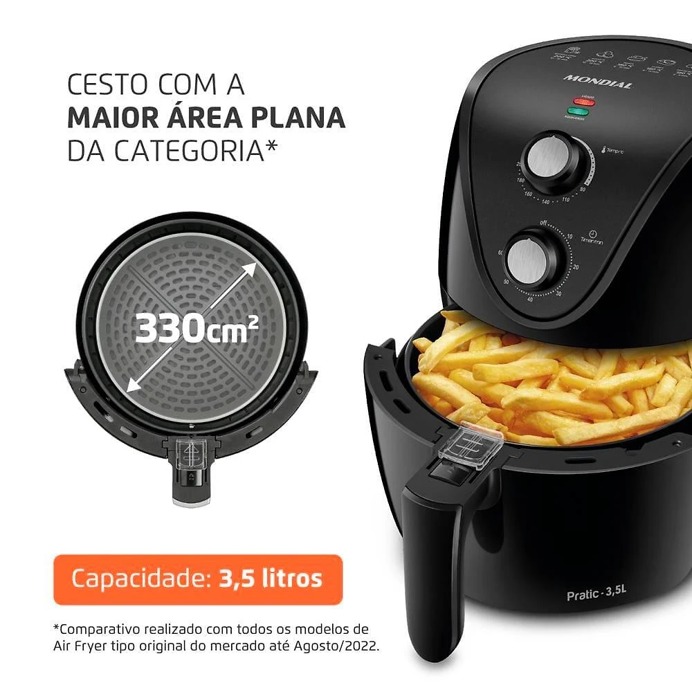 Fritadeira elétrica sem Óleo air fryer mondial af35-bf mk ne 1500w 3,5 litros - preta