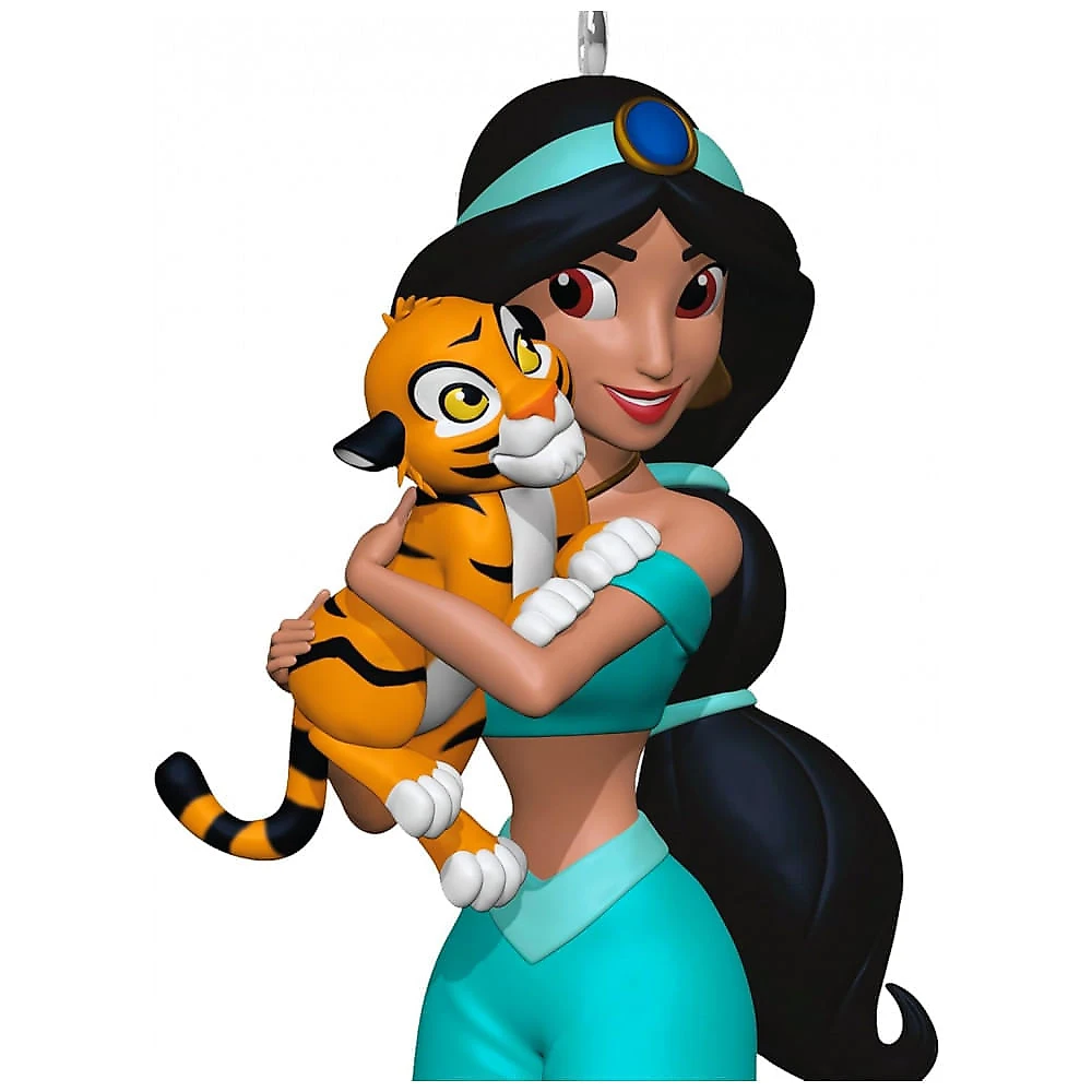 Enfeite de Natal Hallmark Keepsake 2024 Disney Aladdin Jasmine e Rajah, Plástico 4,3x10,5x3,4 cm