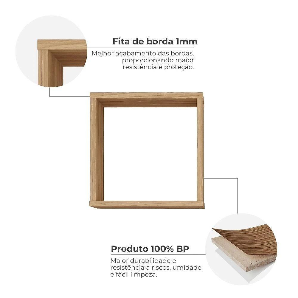 Nicho Decorativo Gênova Kit com 3 Unidades Grande 30x30x15 Itapuã