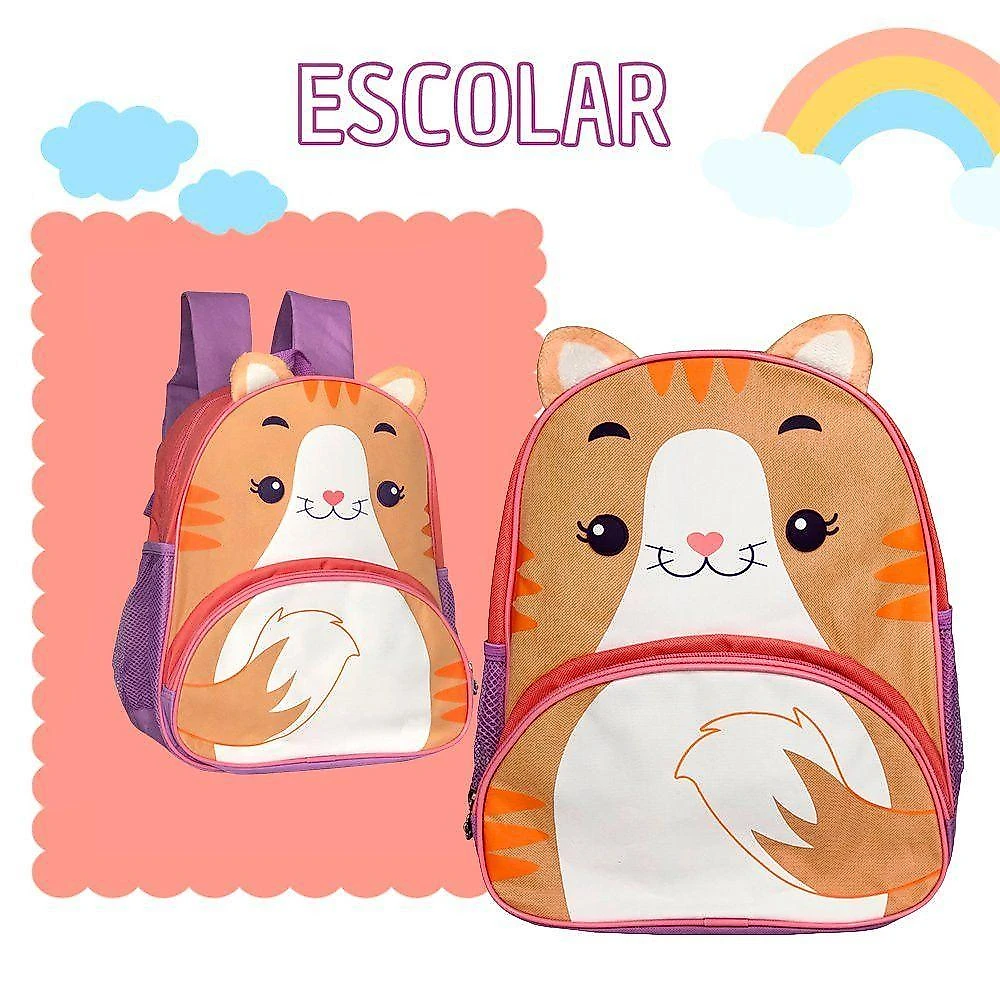 Mochila Infantil Alças Gato 17 Litros Confortável Divertida