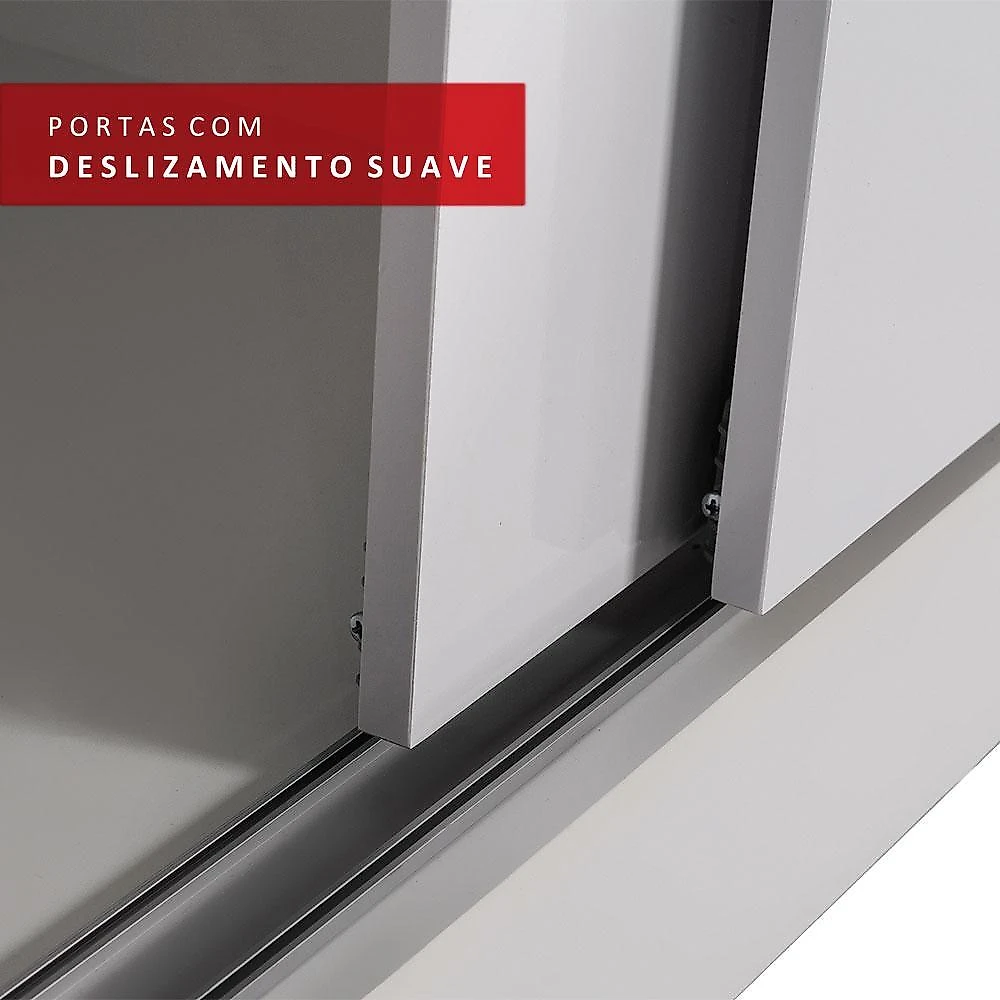Guarda-roupa casal 100% mdf madesa eros 3 portas de correr de espelho - branco/rustic
