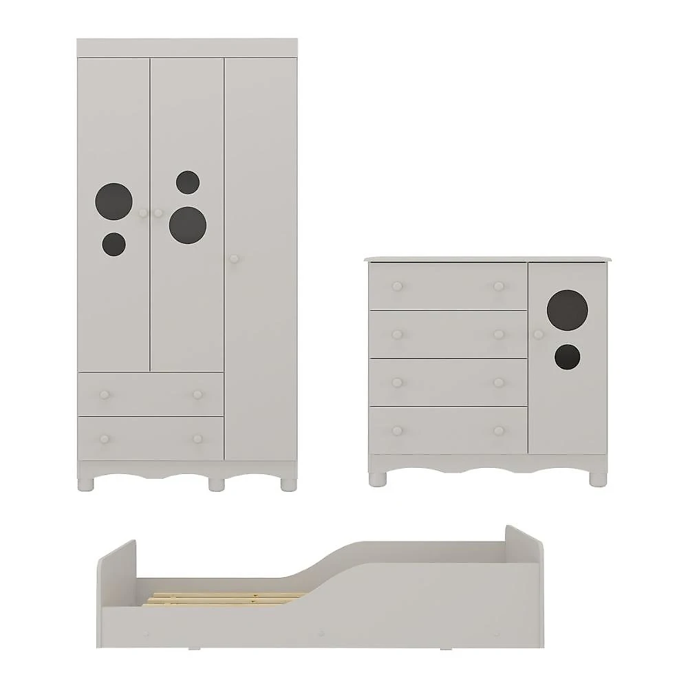 Quarto Infantil Completo com Minicama Montessoriana Suspiro Multimóveis MP4888 Off White