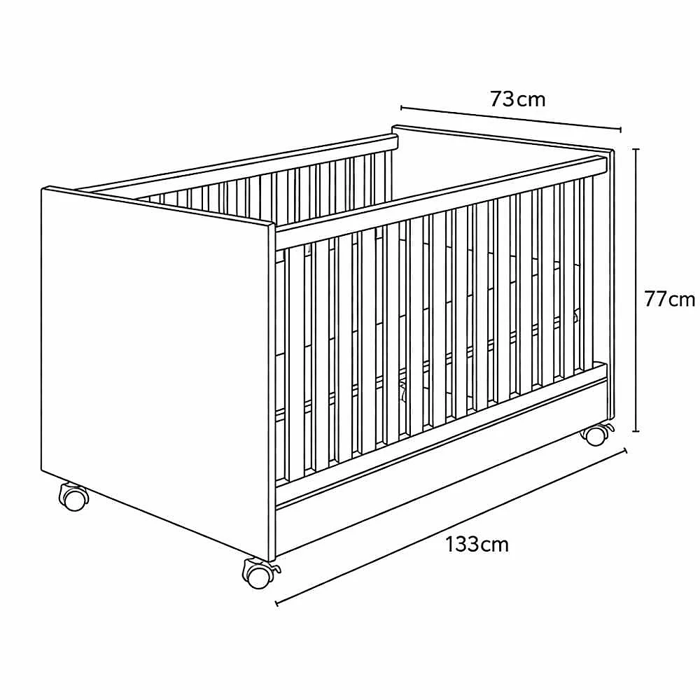Jogo de Quarto Pérola com Guarda Roupa 3 Portas e 4 Gavetas + Cômoda 2 Portas + Berço Mini Cama MDF