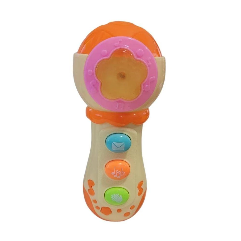 Microfone Infantil Musical Interativo Amarelo com Efeitos de Luz e Som Unitoys