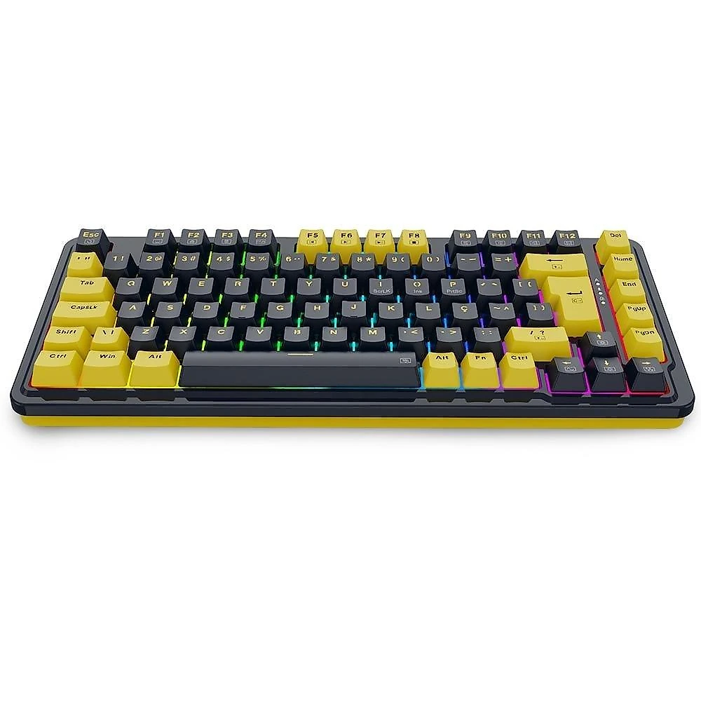Teclado Mecânico Gamer Redragon ELF, RGB Chroma Mk.II, Switch Melt Gold, Cabo USB-C Removível, ABNT2, Preto E Laranja - K649PY-RGB PT