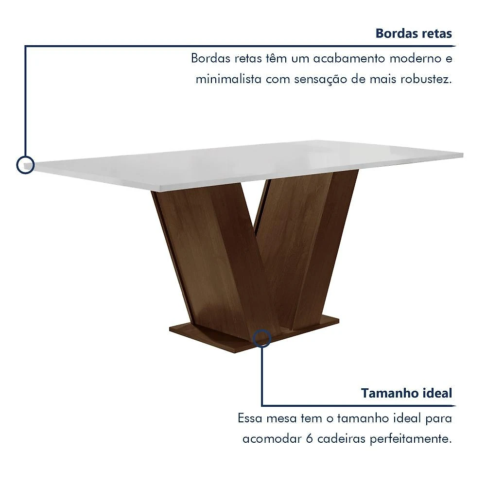Conjunto Sala de Jantar Mesa 160x80cm Tampo Mdf com 6 Cadeiras Espanha Yescasa Chocolate/Grafite