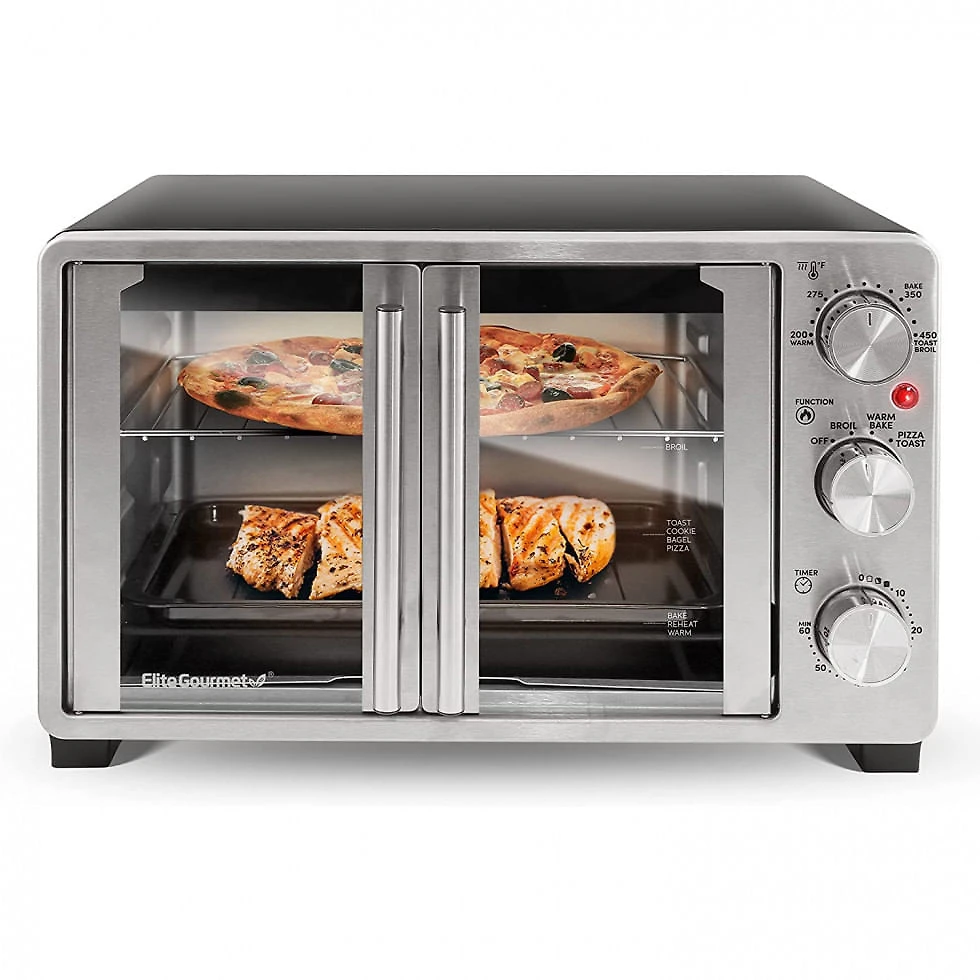 Forno Elétrico de Bancada 25 Litros com Porta Dupla, Aço Inoxidável, Elite Gourmet ETO2530M, 110V 1500W, Prata
