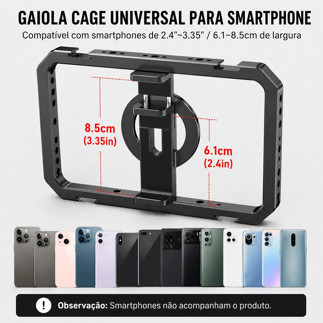 Gaiola Cage Magnética MagSafe para Smartphone SCG-P03 com Punho Duplo
