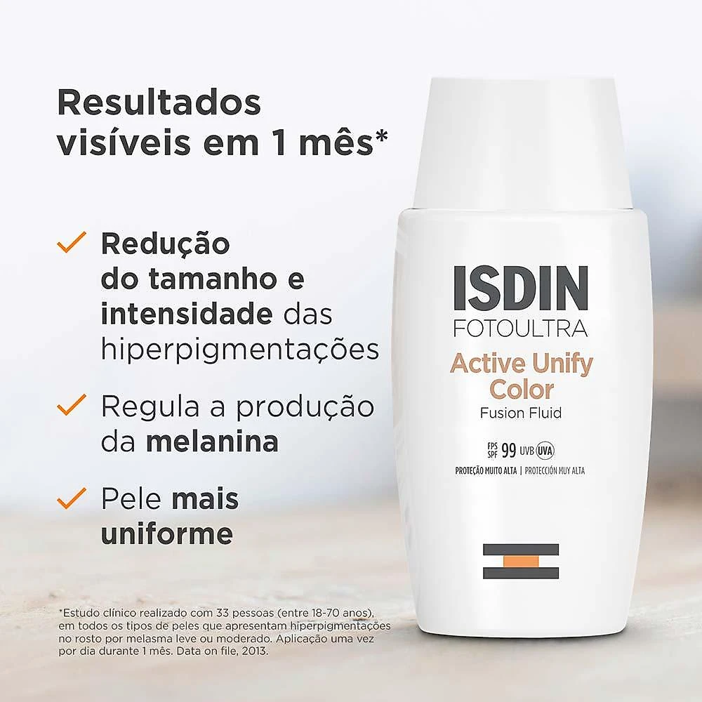 Isdin fotoultra active unify fusion protetor clareador com cor fps99 50ml