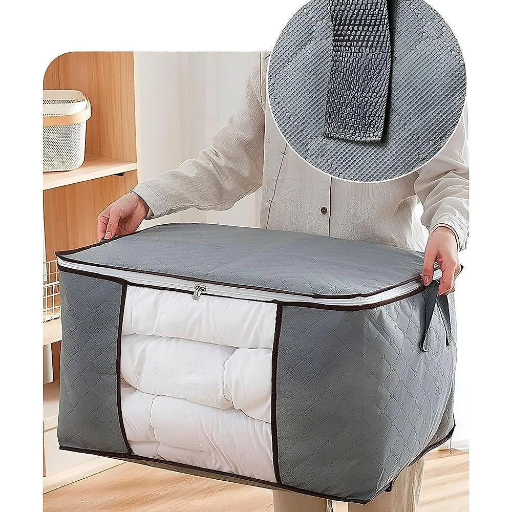 Saco Organizador para Roupas e Cobertas 90L Tnt e Pvc Cinza Gxm
