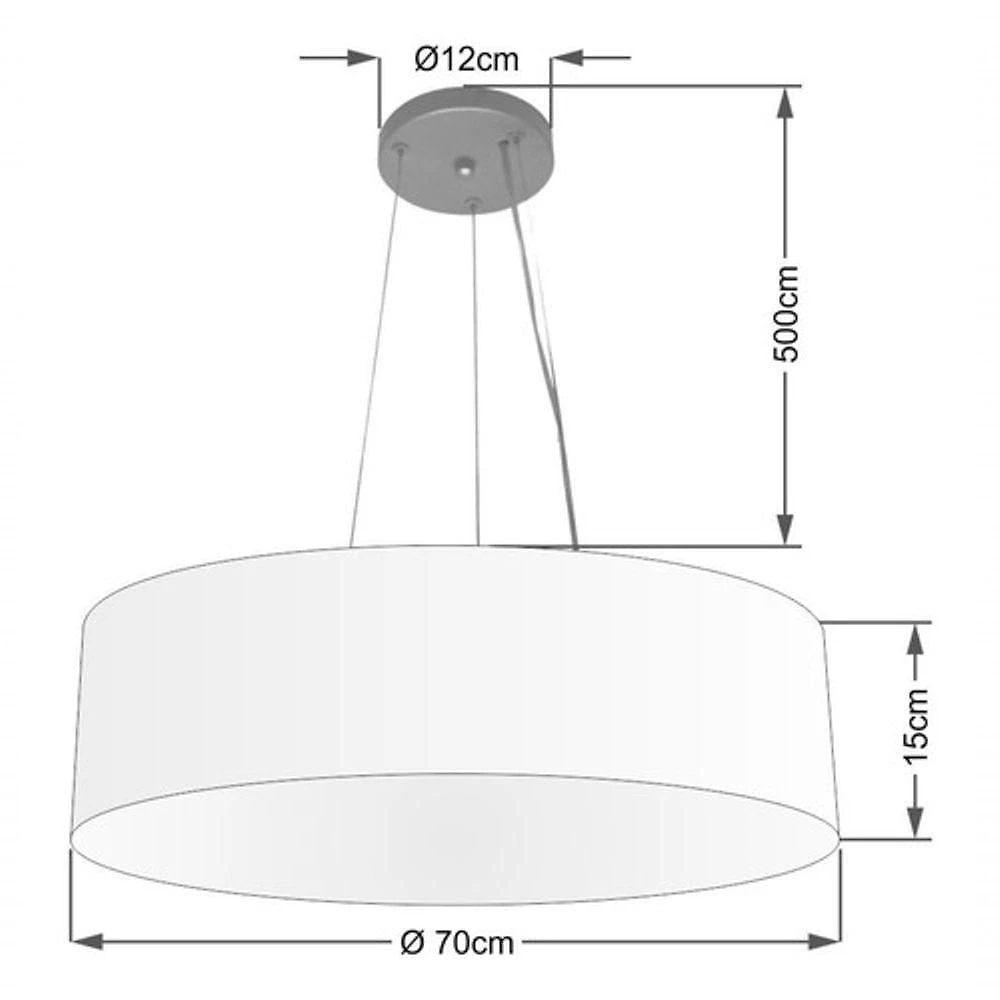 Lustre Pendente Cilíndrico Vivare Md-4193 Cúpula Em Tecido 70x15cm - Bivolt Preto 127/220v