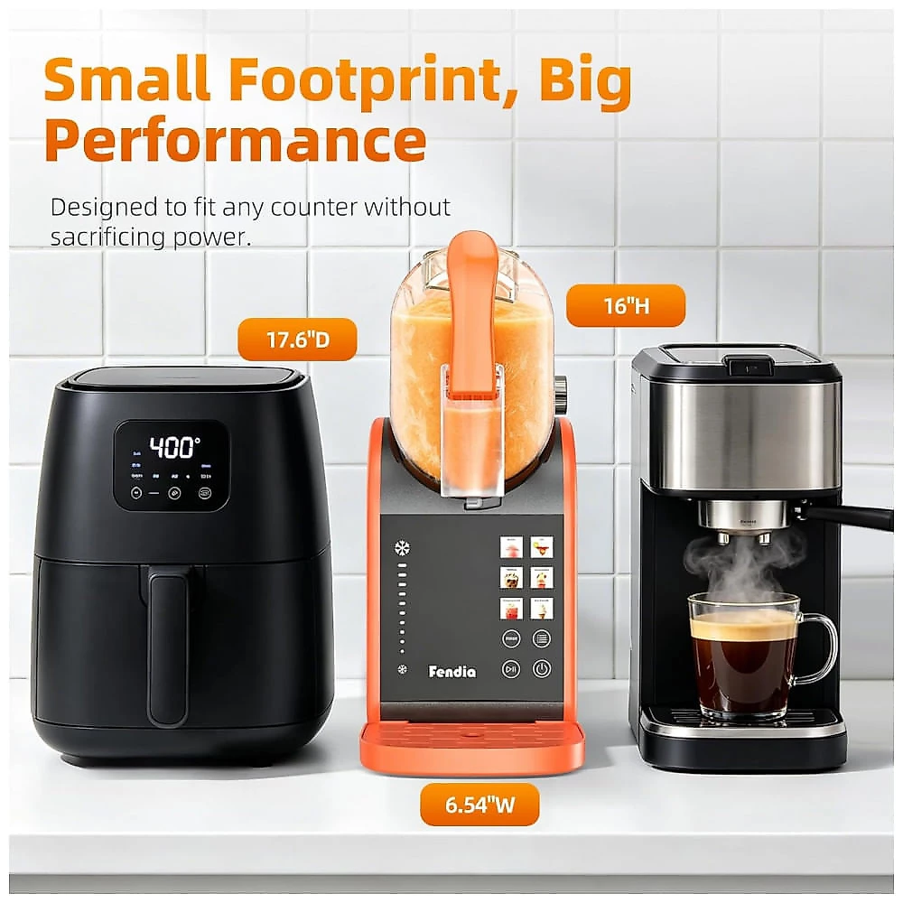 Máquina de Slush Raspadinha Fendia 2,8L 6 Programas Sem Gelo Laranja 110V