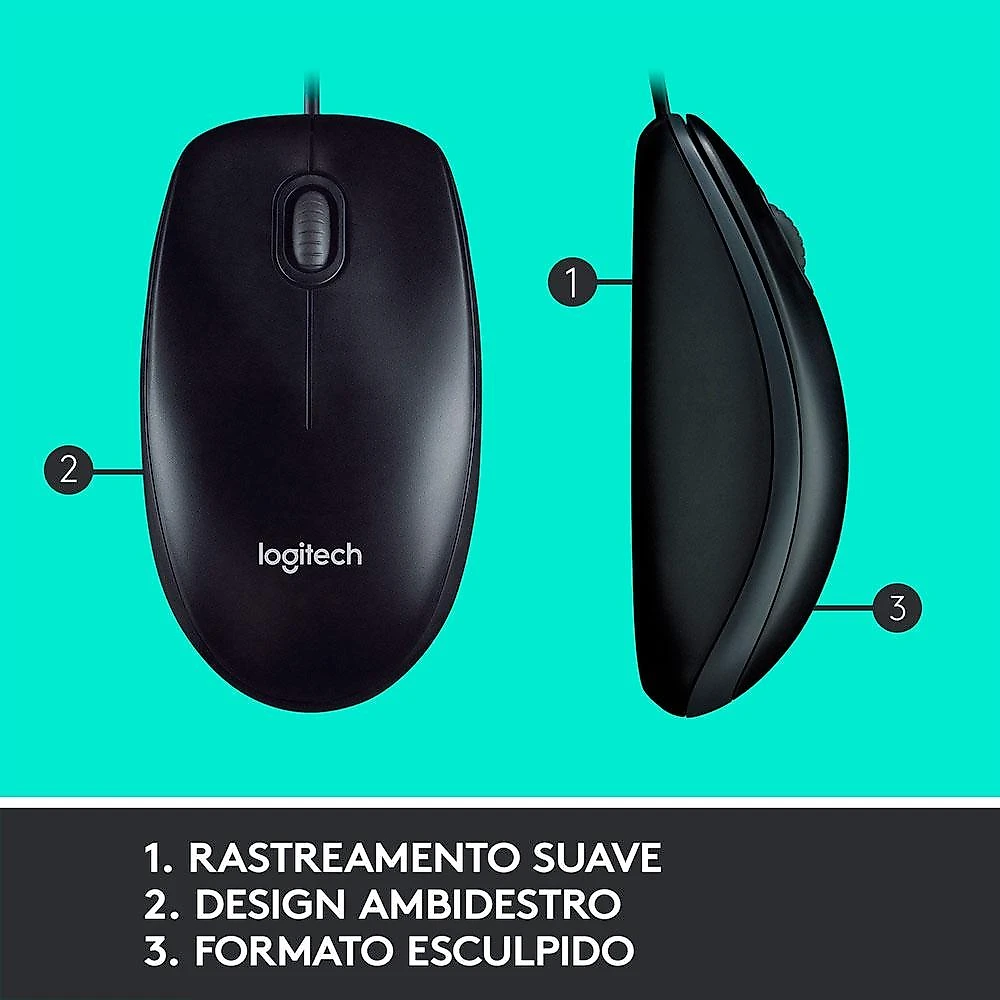 Combo Teclado e Mouse com fio USB Logitech MK120 com Design Confortável, Durável e Resistente à Respingos e Layout ABNT2 - 920-004429