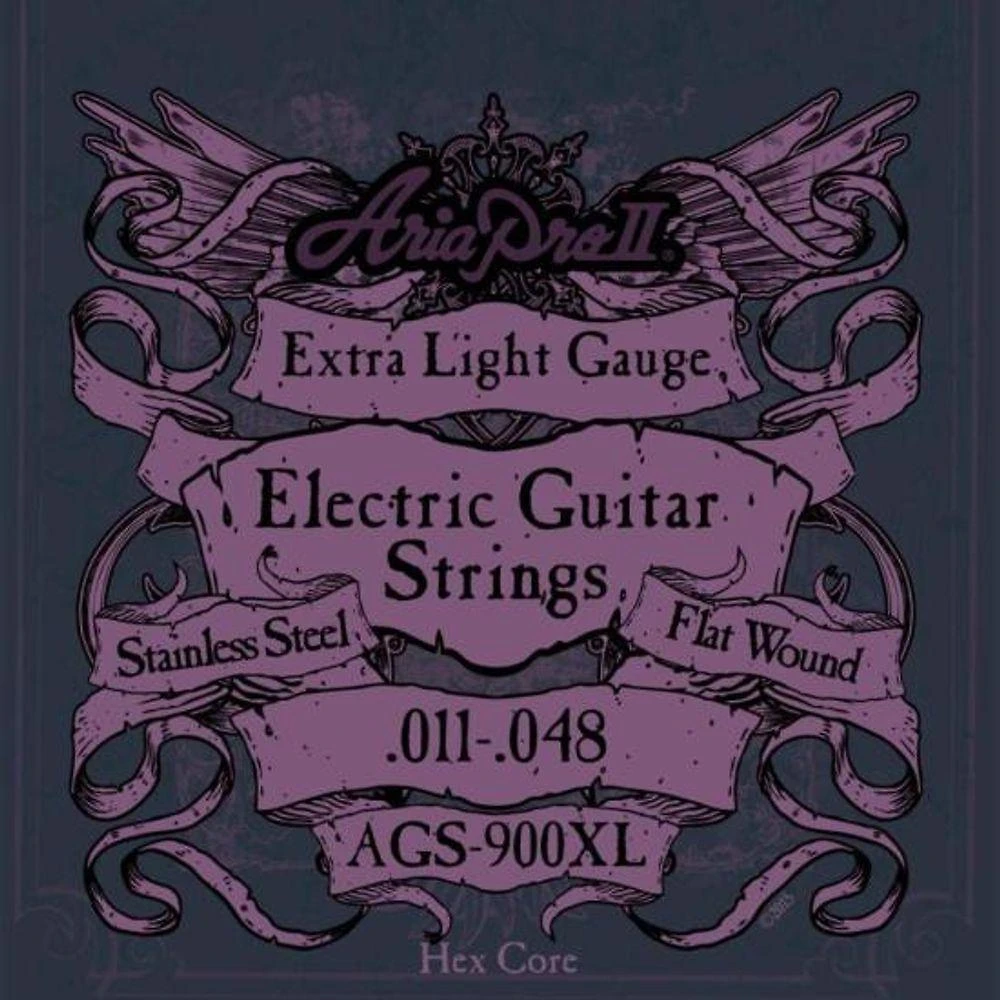 Encordoamento para Guitarra AGS900XL Flat Wound .011-.048 Extra Leve com Ruído Mínimo e Timbre