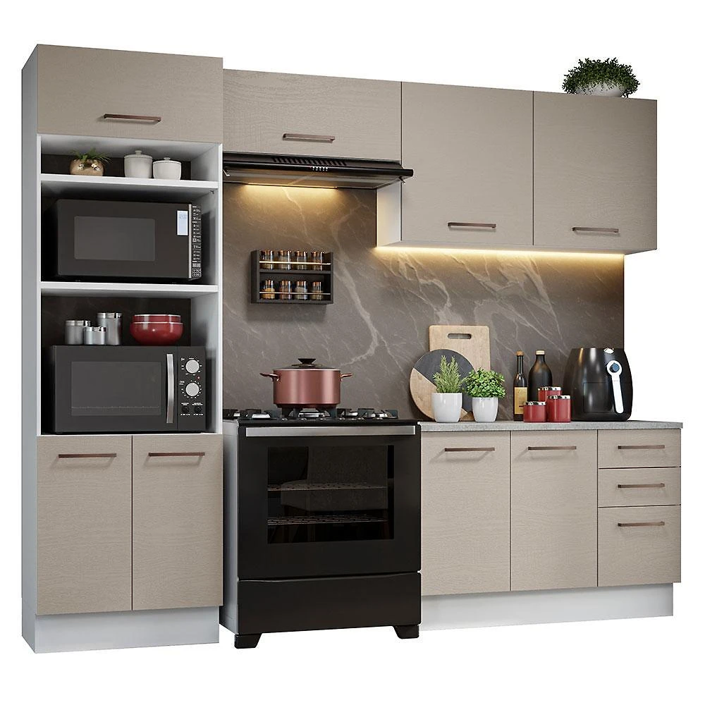 Armário de cozinha completa 270cm branco/crema agata madesa 07