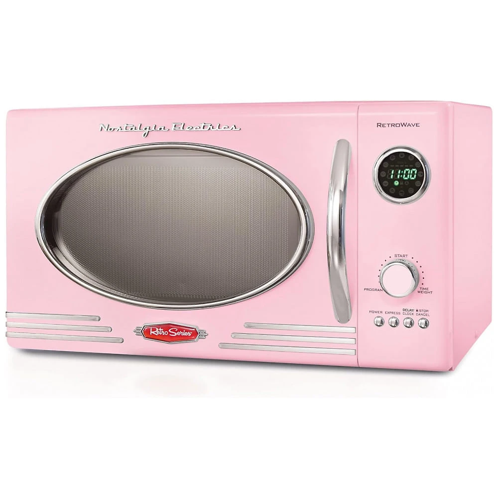 Micro ondas de Bancada 25 Litros Multifuncional, 800W, 110v, NOSTALGIA Retro, Rosa