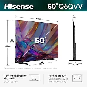 Miniatura Smart TV 50" 4K QLED Hisense 50Q6QVV Vidaa Dolby Vision