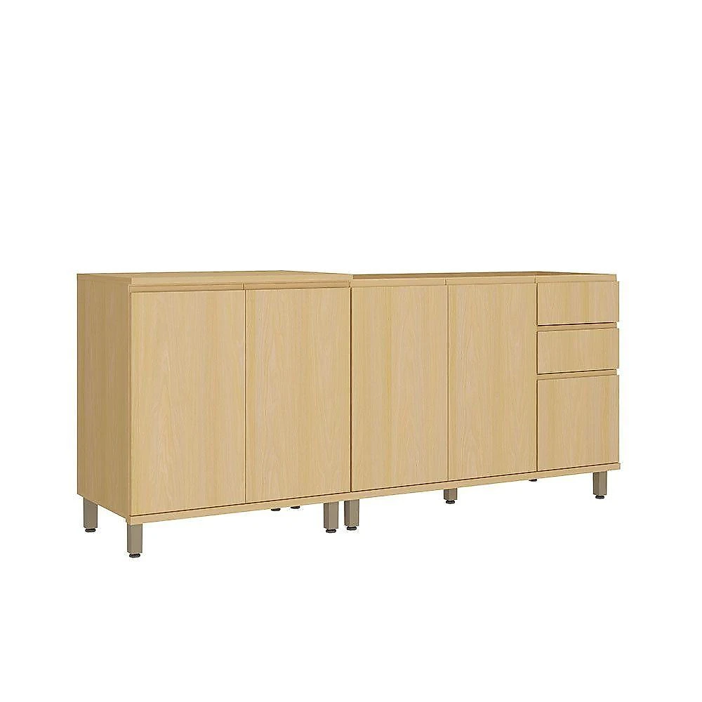 Cozinha Compacta Aura 5 Portas 2 Gavetas MDF 200CM Amadeirado