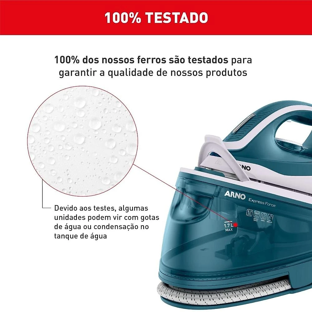 Ferro com estação de vapor arno express force 1700w 5,7 bars azul 110