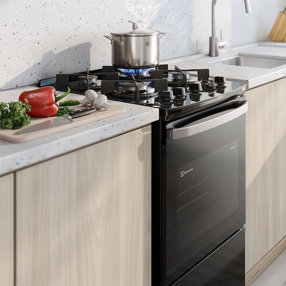 Fogão 4 bocas electrolux fe4gb efficient mesa de vidro perfectcook bivolt preto