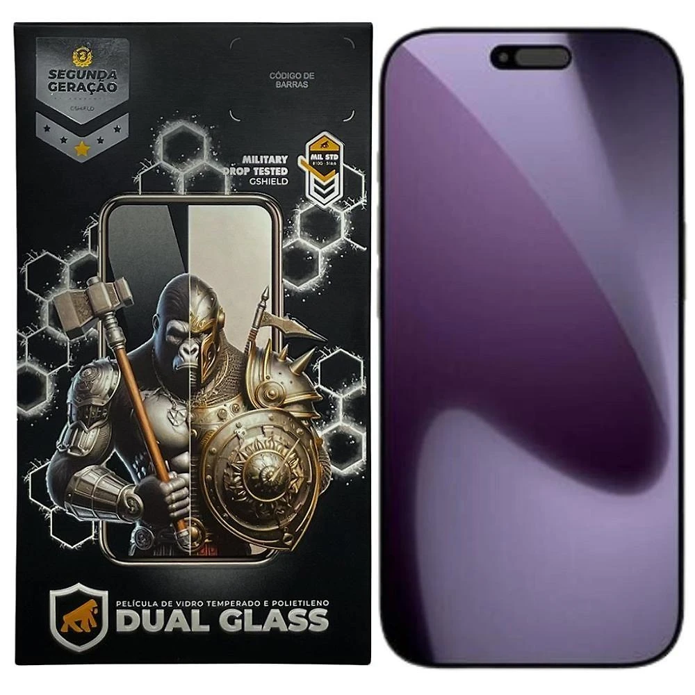 Película para Smartphone Gshield Iphone 17 Pro Max Proteção da Tela Dual Glass Preta 1 Unidade