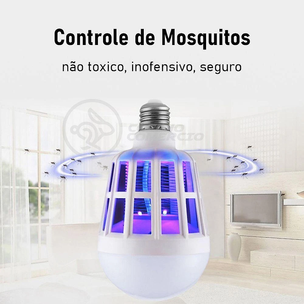 Lâmpada Luz Led Branco 15w Atrai Choque Mosquito