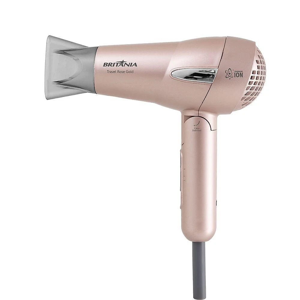 Kit secador e prancha britânia travel rose gold com tecnologia iônica bivolt
