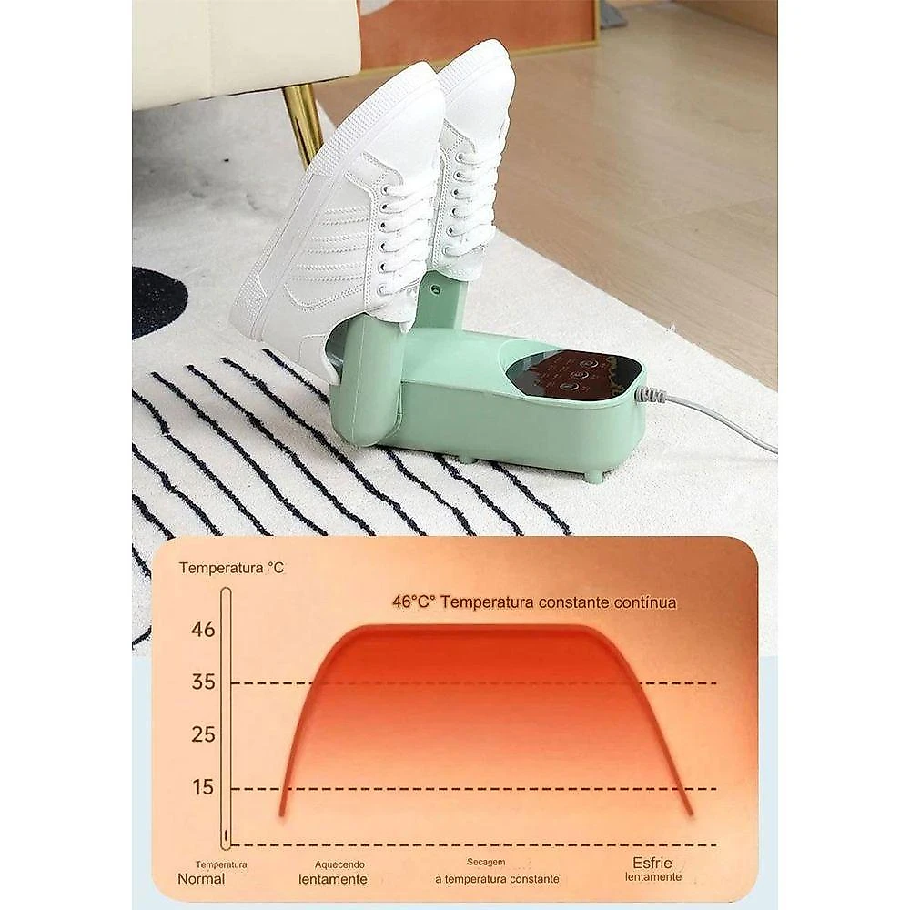 Secador De Tenis Sapato Aparelho Eletrico Bota Calçado Meia Temporizador Multitemperatura Higiene