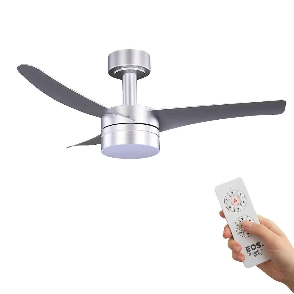 Ventilador de Teto EOS Turbo Vento 3 pás c/controle remoto 106cm prata 150W EVX100S Bivolt