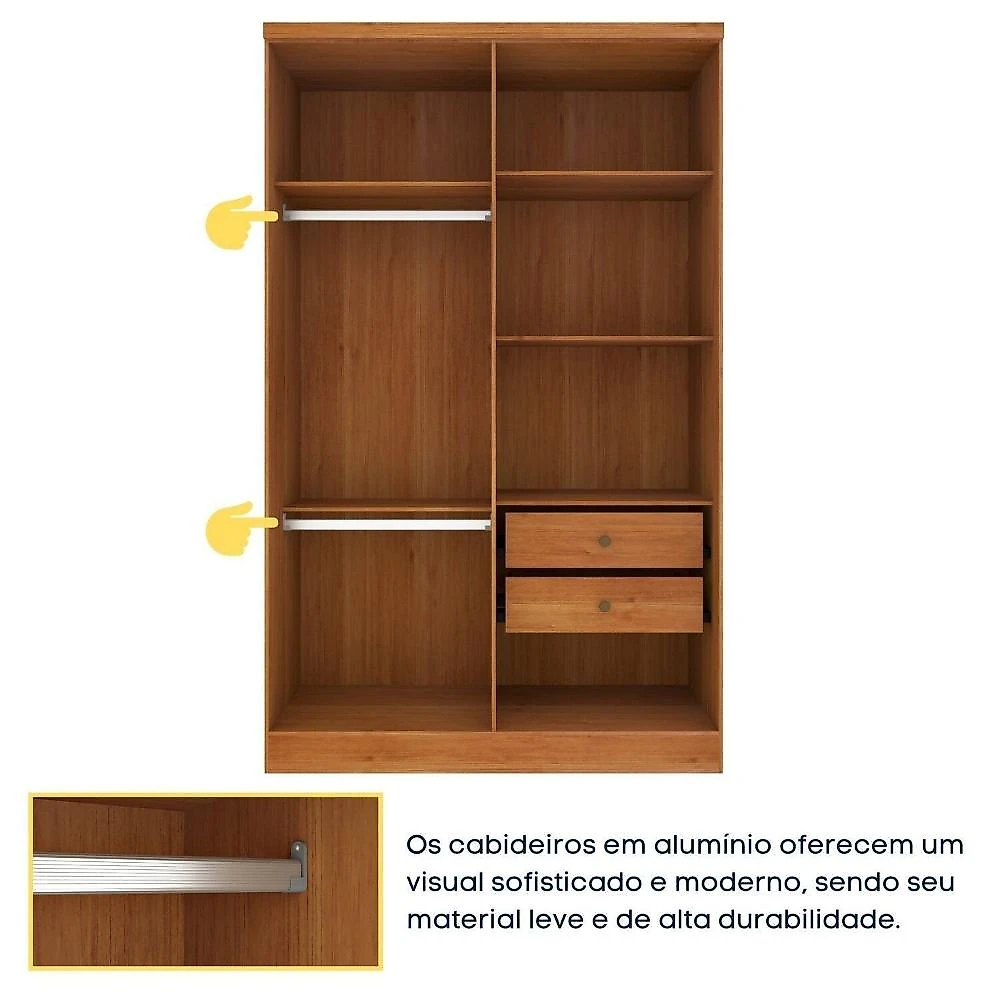 Conjunto Infantil com Cama 100% MDF e Guarda-Roupa Harmonia Espresso Móveis Conjunto Infantil com Guarda Roupa e Cama 100% MDF Harmonia Espresso Móveis Cinamomo / Off White