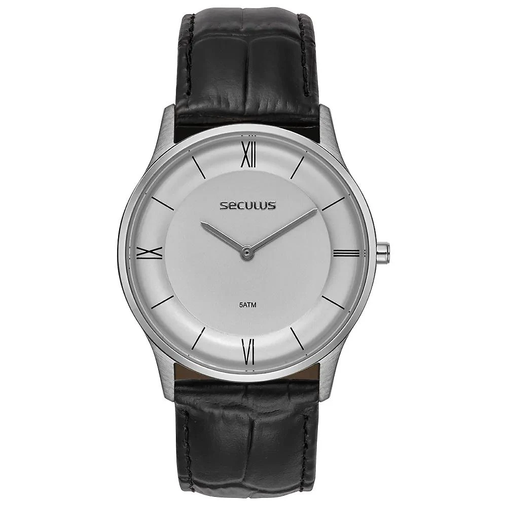 Relógio Seculus Slim 44303G0SVNC3 Couro Preto