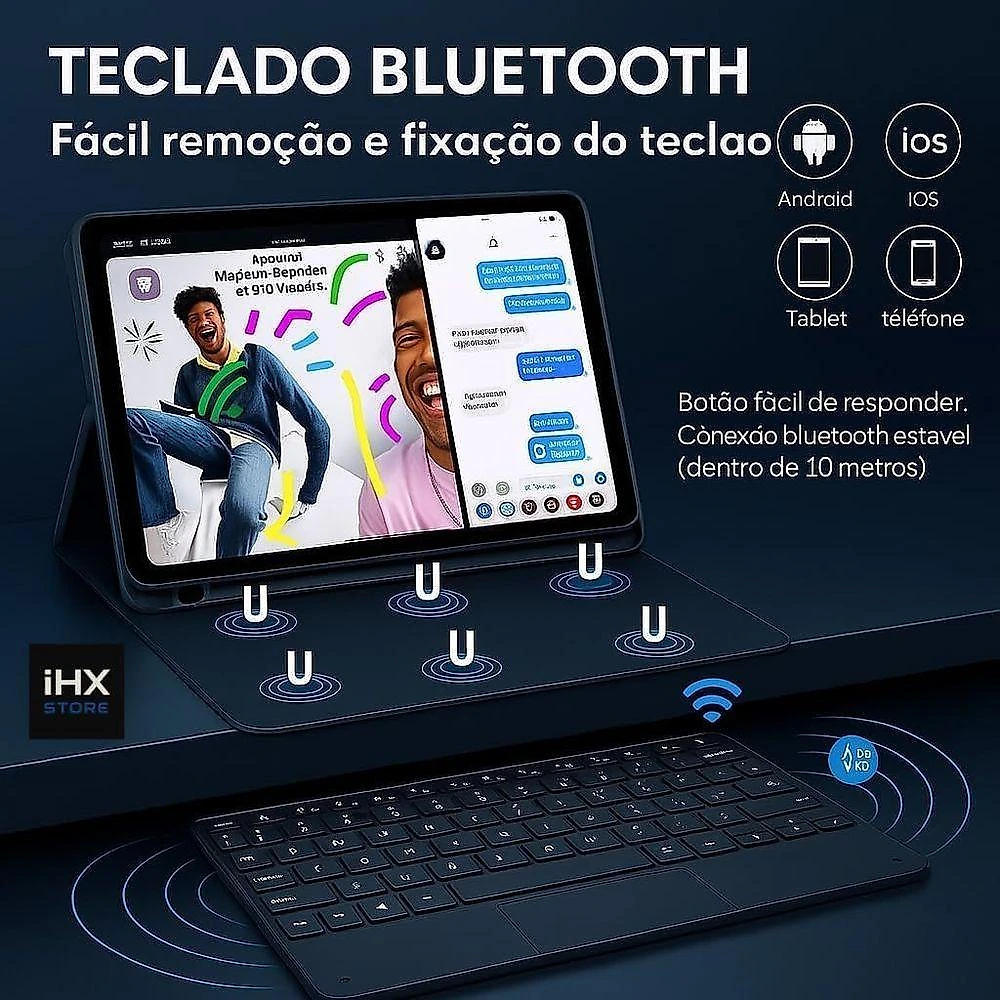 Capa Teclado Magnética com Trackpad para Tablet Redmi Pad 2 11 Pol Bluetooth Bateria Recarregável