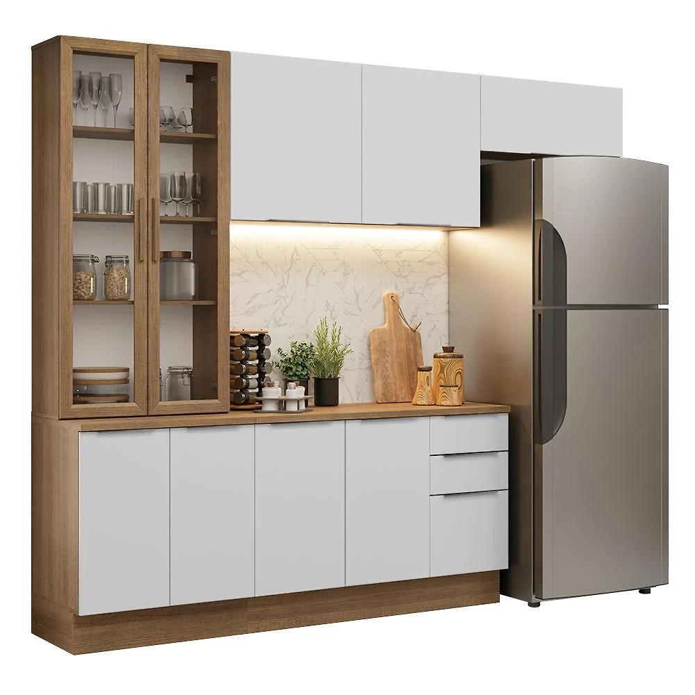 Armário de cozinha completa 270cm rustic/branco stella madesa 11