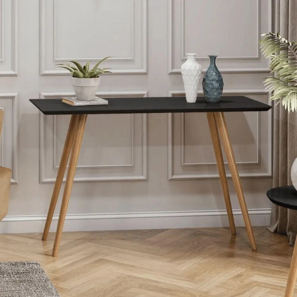 Aparador Decorativo Laqueado com Vidro Moderno MDF MDP 40CM Preto Pés Palito