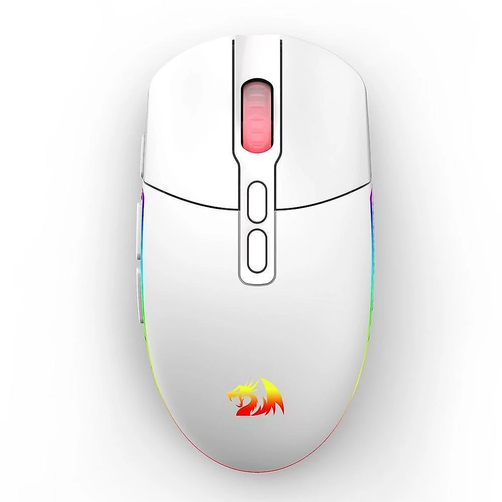Mouse Gamer Sem Fio Redragon Invader Pro, RGB, 10000 DPI, 9 Botões, Wireless, Branco - M719W-RGB-PRO