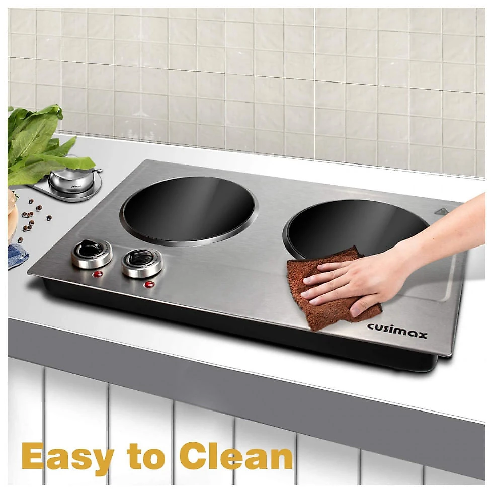 Cooktop Elétrico Portátil de Bancada com 2 Queimadores Infravermelho, 110V 1800W, Cusimax, Prata
