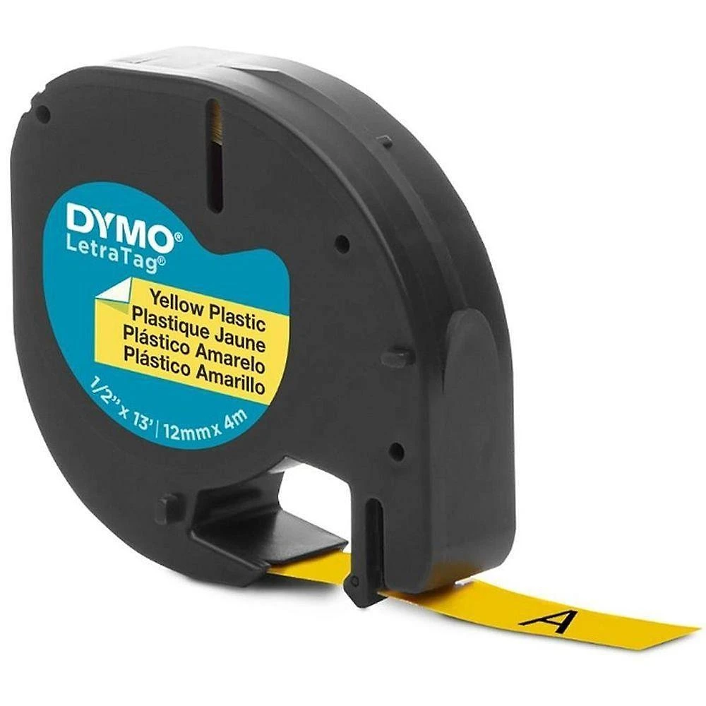Fita para Rotulador Eletrônico Imex 12mm X 4m Poliéster Preto e Amarelo
