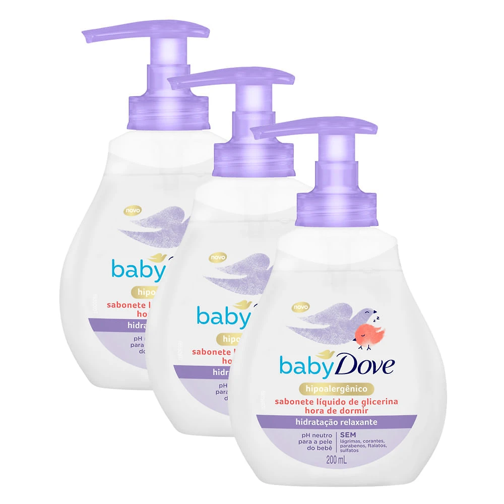 Sabonete Líquido Dove Baby Hora de Dormir 200ml | Kit com três unidades