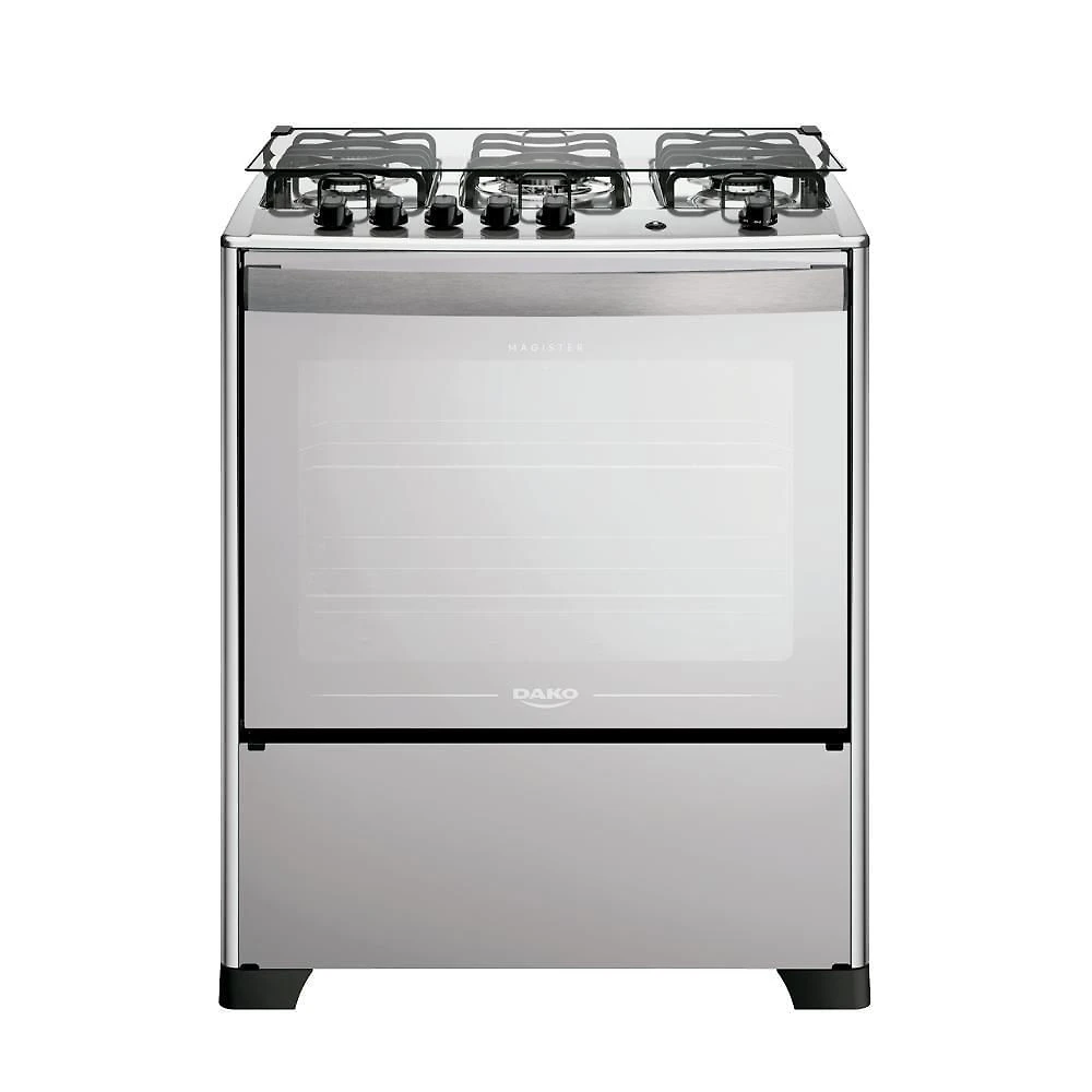 Fogão 5 Bocas Dako Magister Style Espelhado Com Mesa Inox Preto Bivolt