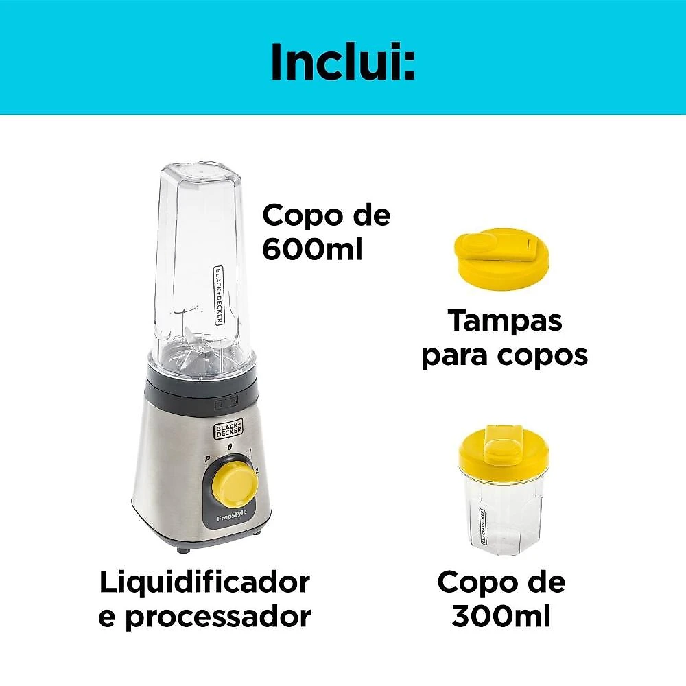 Liquidificador e processador black+ decker freestyle lp320-br 2 velocidades inox 110