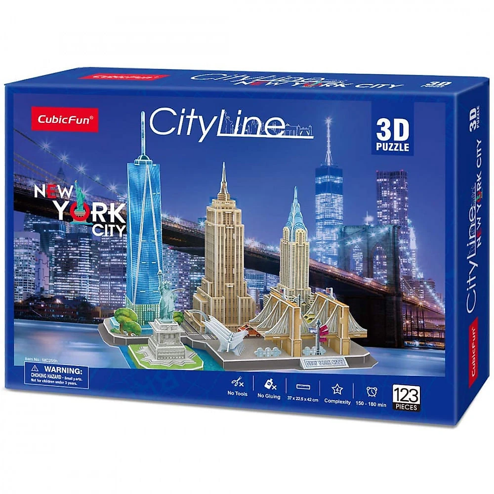 CubicFun Quebra Cabeças 3D Arquitetura Nova York para Crianças e Adultos 123 Peças