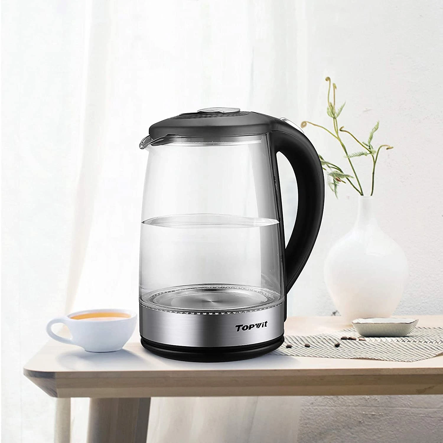 Topwit Chaleira Elétrica 2L com Desligamento Automático Aço In oxidável 110V1000W Preta